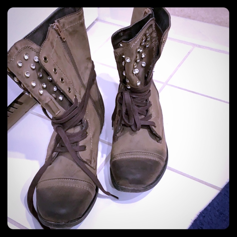 Blinged out combat boots